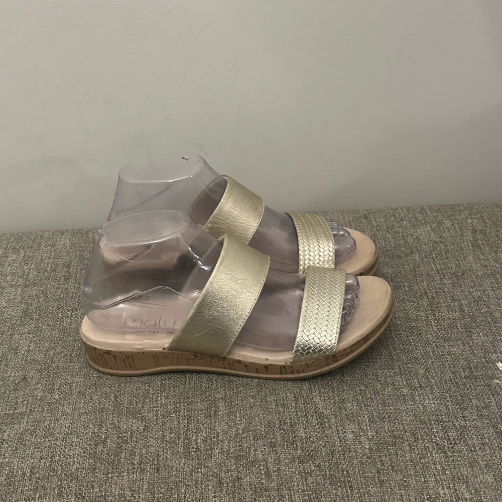 Malu Super Comfort Cork Wedge Slide Sandals Women’s Gold Metallic Size 8